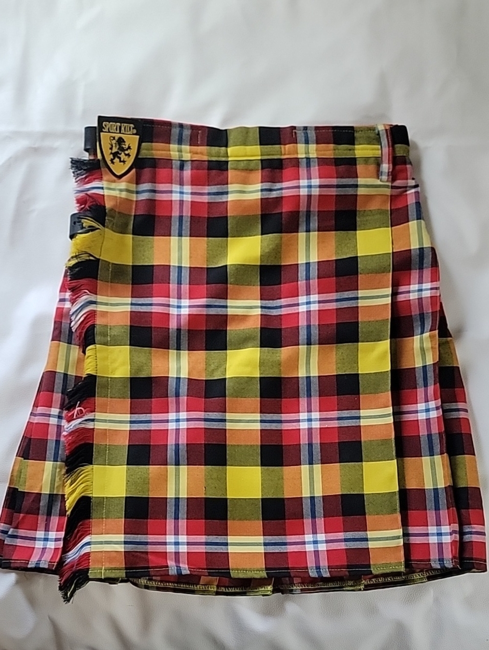 Sport Kilt Buchanan Tartan Plaid Kilt Size L Made in USA w/ Flashes